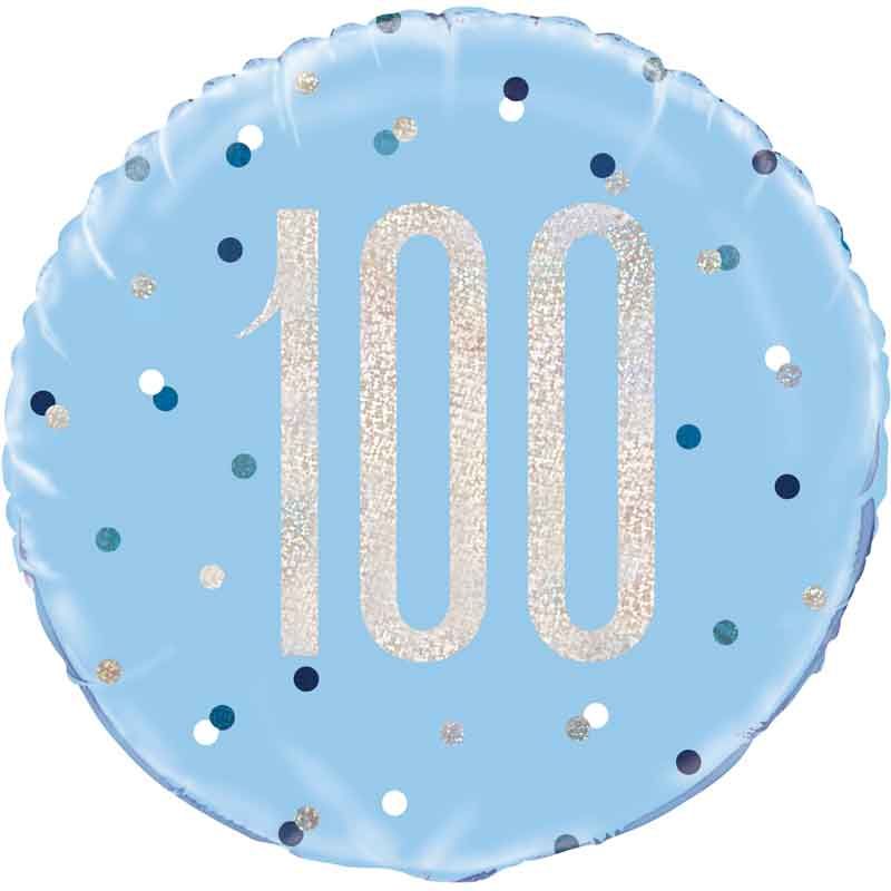18"/ 46cm GLITZ BLUE 100 ROUND FOIL BALLOON