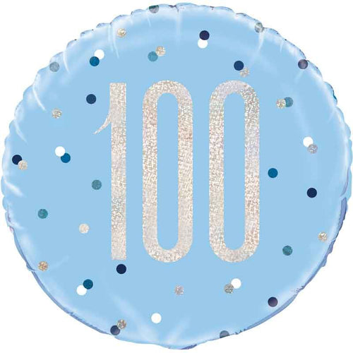 18"/ 46cm GLITZ BLUE 100 ROUND FOIL BALLOON