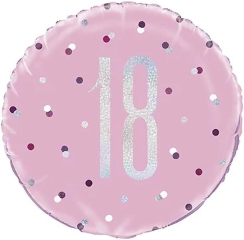 18"/ 46cm GLITZ PINK & SILVER 18TH BIRTHDAY ROUND FOIL BALLOON