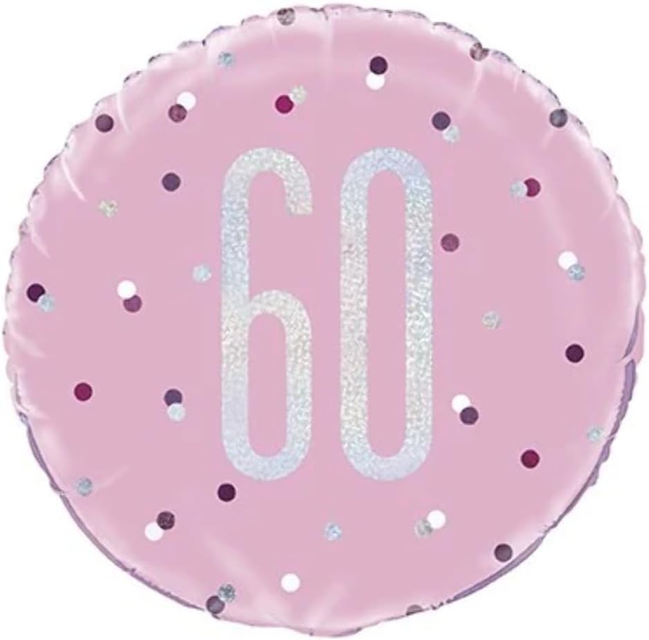 18"/ 46cm GLITZ PINK & SILVER 60TH BIRTHDAY ROUND FOIL BALLOON