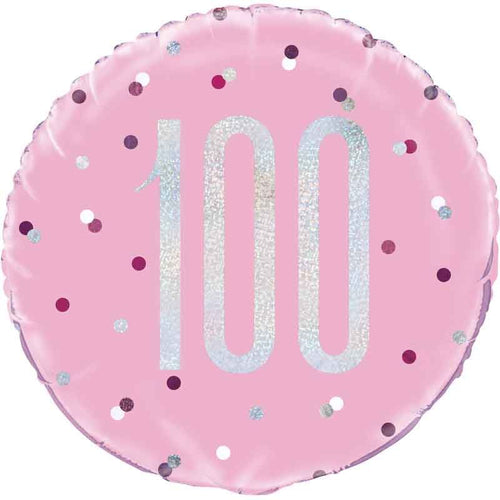 18"/ 46cm GLITZ PINK 100 ROUND FOIL BALLOON