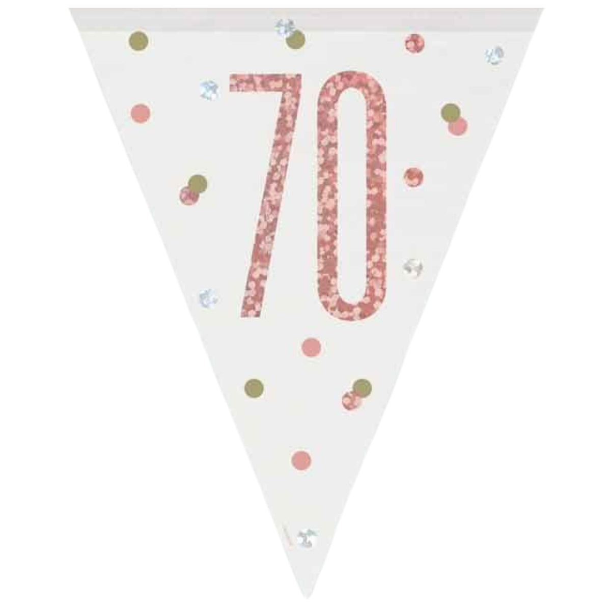 9ft / 2.7m GLITZ ROSE GOLD 70TH BIRTHDAY BUNTING (9 FLAGS)