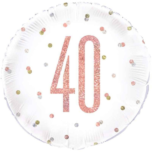 18"/ 46cm GLITZ ROSE GOLD 40 ROUND FOIL BALLOON