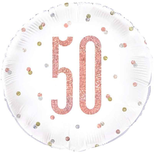 18"/ 46cm GLITZ ROSE GOLD 50 ROUND FOIL BALLOON