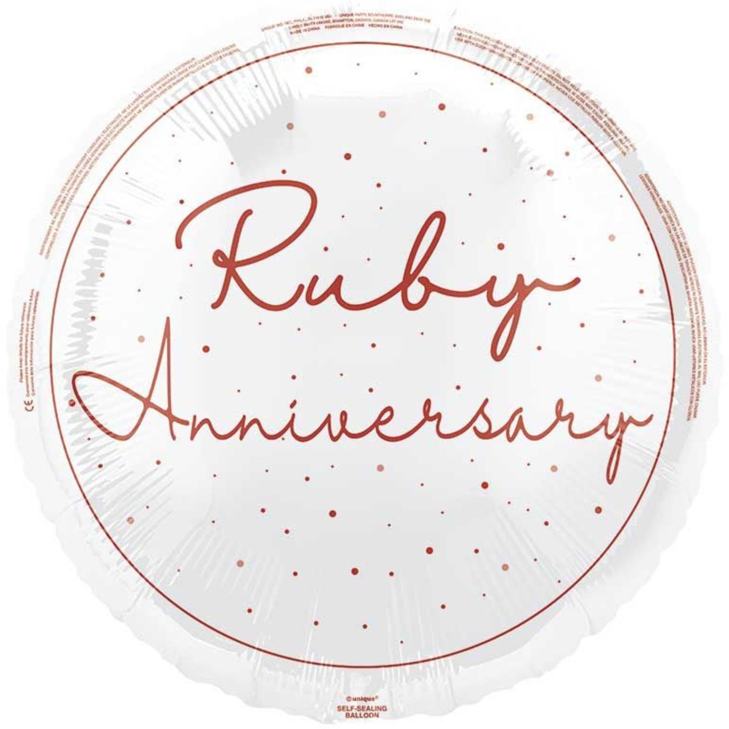 18"/ 46cm RUBY ANNIVERSARY ROUND FOIL BALLOON
