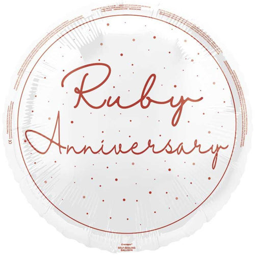 18"/ 46cm RUBY ANNIVERSARY ROUND FOIL BALLOON