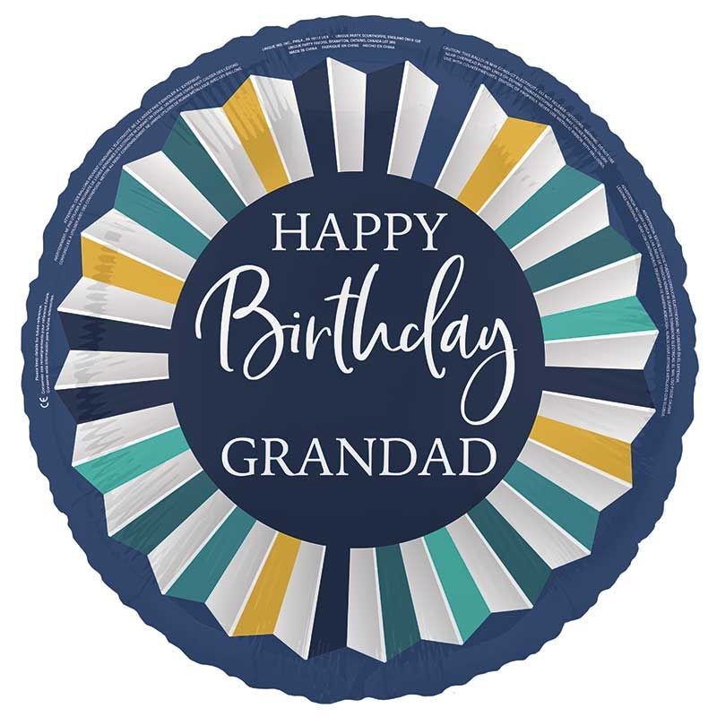 18"/ 46cm HAPPY BIRTHDAY GRANDAD ROUND FOIL BALLOON