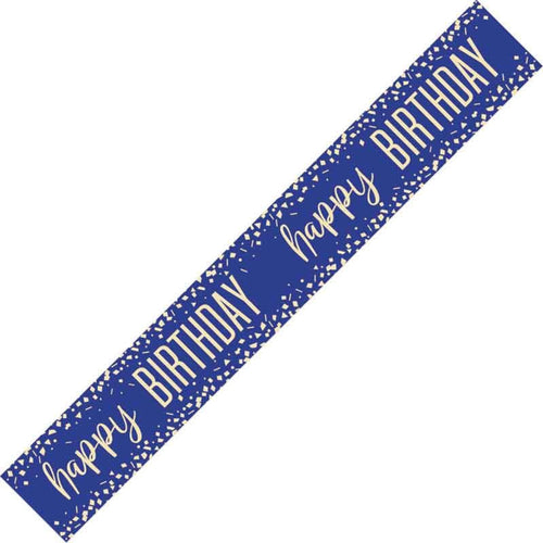 9ft / 2.7m BLUE HAPPY BIRTHDAY CONFETTI FOIL BANNER