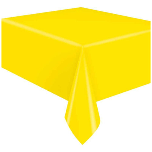 NEON YELLOW PLASTIC TABLE COVER (1.37m x 2.74m)