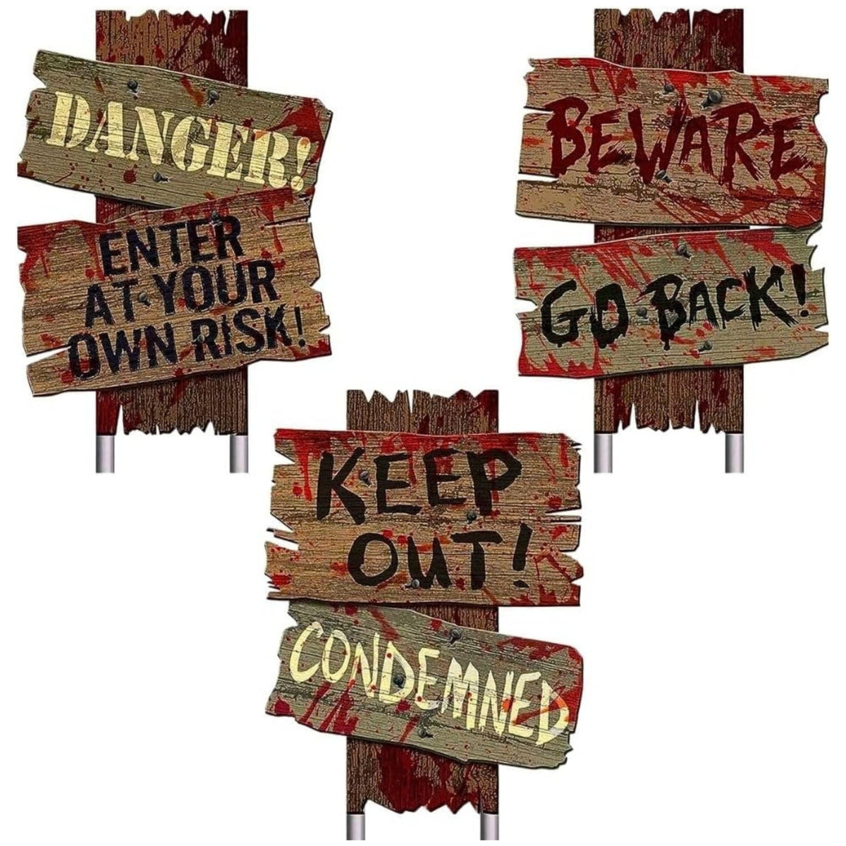 CREEPY CEMETERY WARNING SIGNS DECORATION (3 PACK)