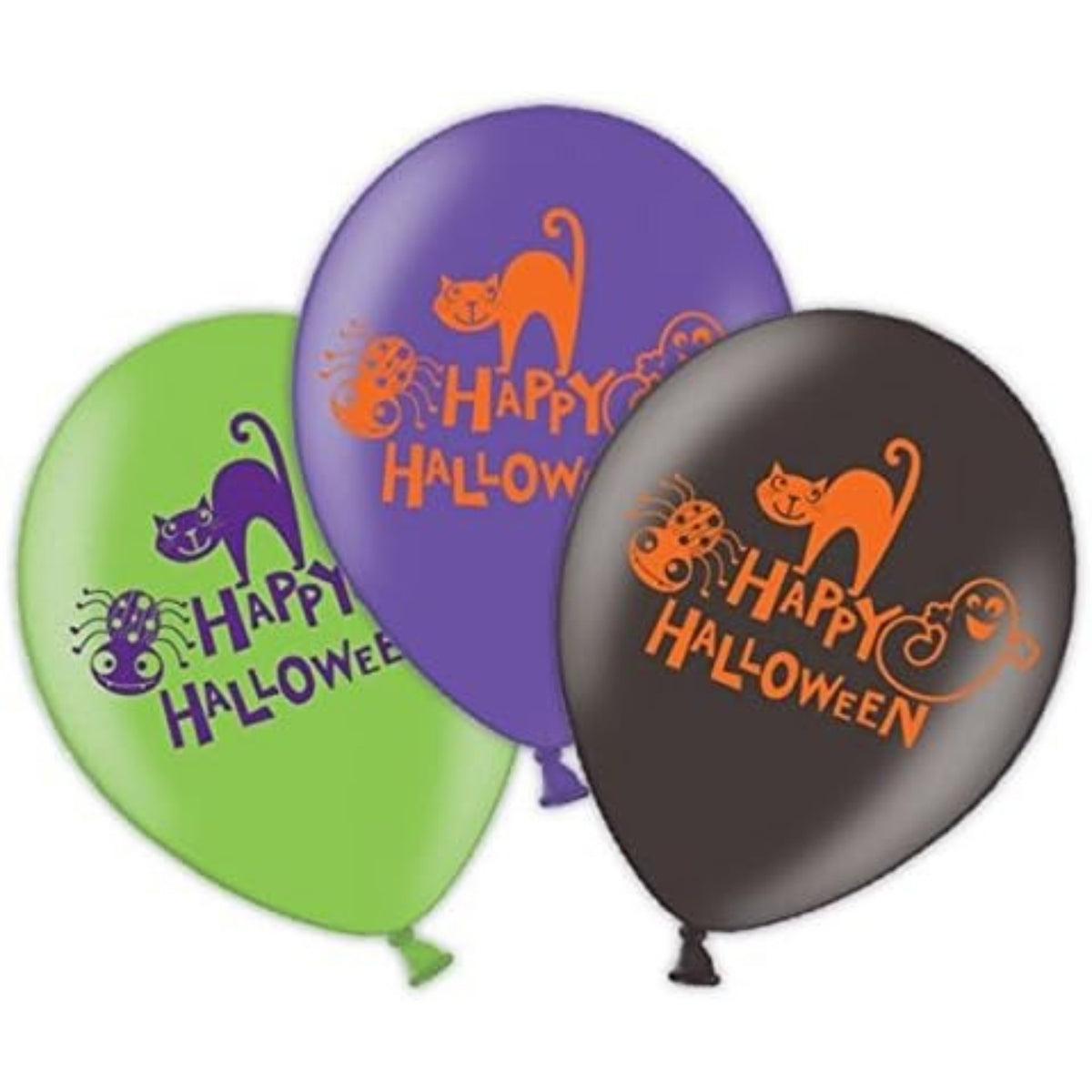 11"/ 28cm HAPPY HALLOWEEN LATEX BALLOONS (6 PACK)