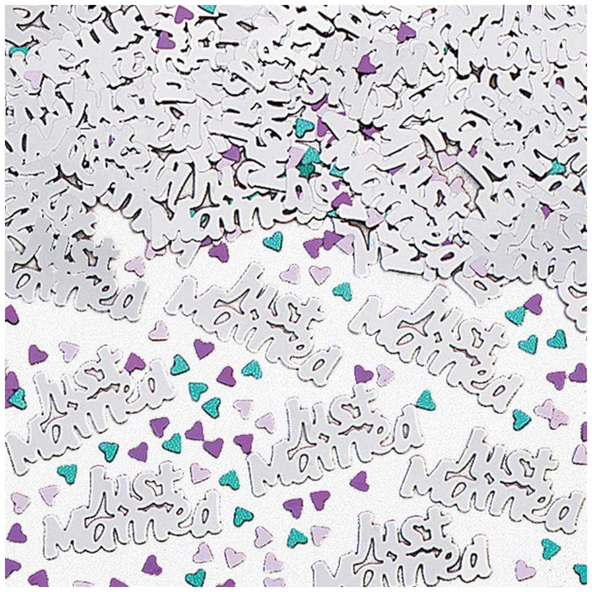 SILVER ' JUST MARRIED' TABLE CONFETTI (14g)