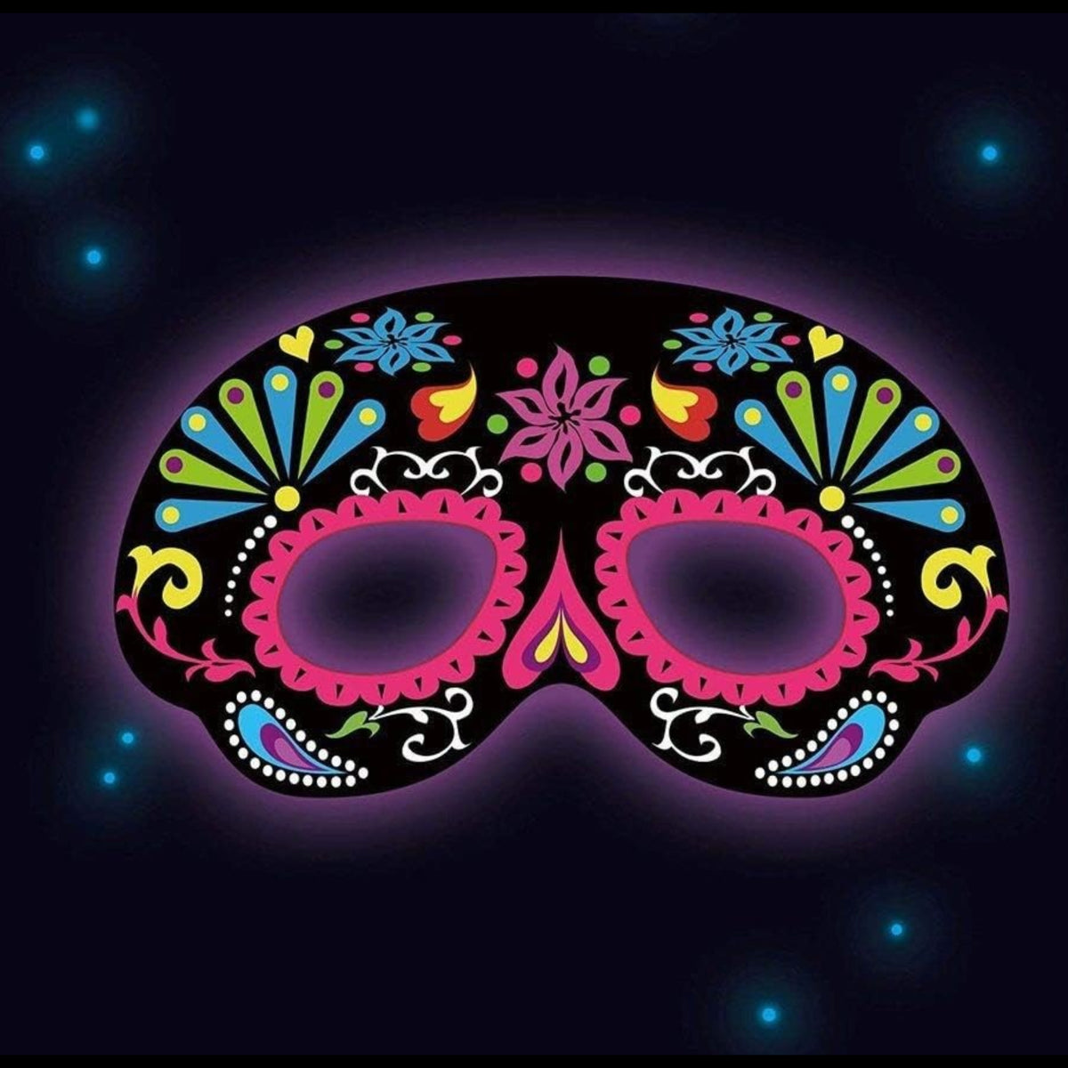 BLACK ORNAMENTAL GLOW-IN-THE-DARK MASK (19cm)