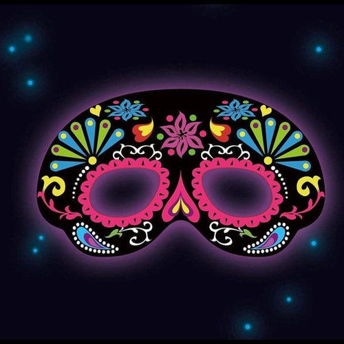 BLACK ORNAMENTAL GLOW-IN-THE-DARK MASK (19cm)