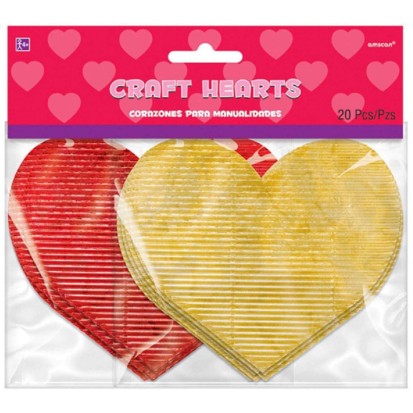 7.3cm RED & GOLD CRAFT HEARTS (20 PIECES)