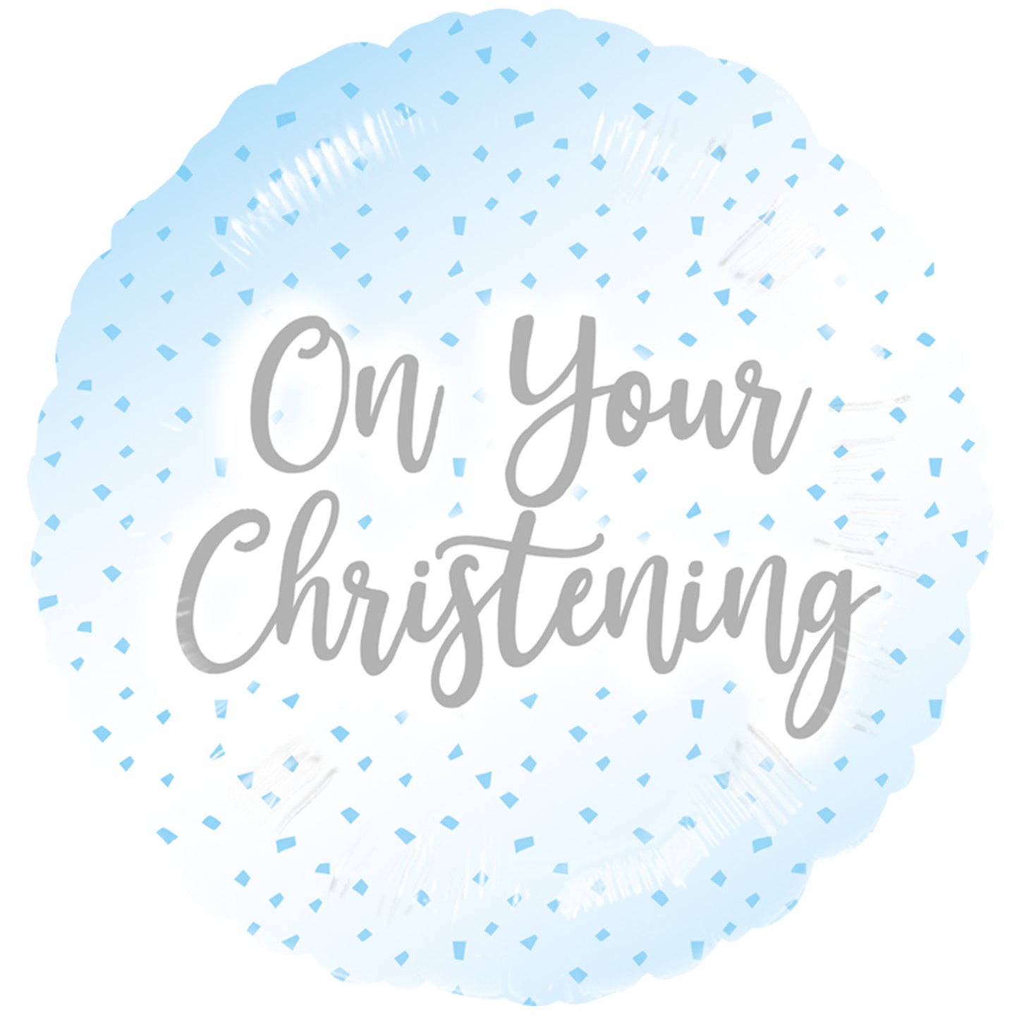 17"/ 43cm BLUE ON YOUR CHRISTENING ROUND FOIL BALLOON