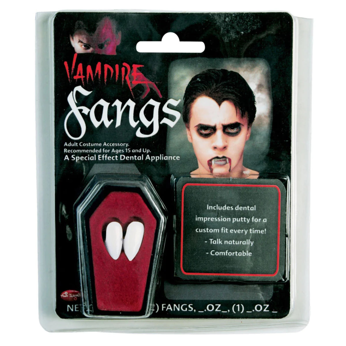 ADULT WHITE FANGS WITH DENTAL PUTTY ADHESIVE