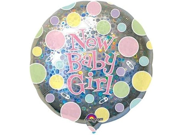32"/ 81cm NEW BABY GIRL DOTS GIANT ROUND  FOIL BALLOON
