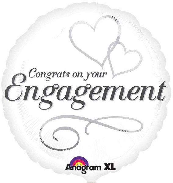 18"/ 46cm TWO HEARTS ENGAGEMENT ROUND FOIL BALLOON