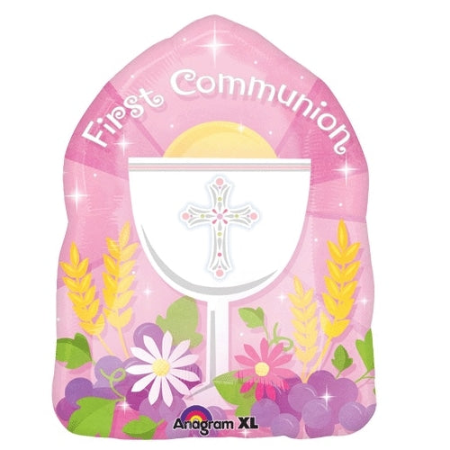 18"/ 46cm PINK BLESSED 1ST COMMUNION SUPERSHAPE FOIL BALLOON