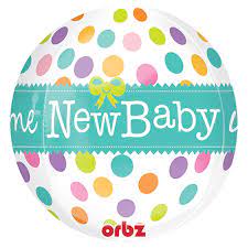 15"/ 38cm WELCOME NEW BABY ORBZ FOIL BALLOON