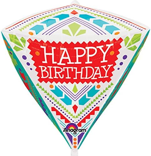 17"/ 43cm DIAMONDZ SCANDI HAPPY BIRTHDAY DIAMOND SHAPE FOIL BALLOON