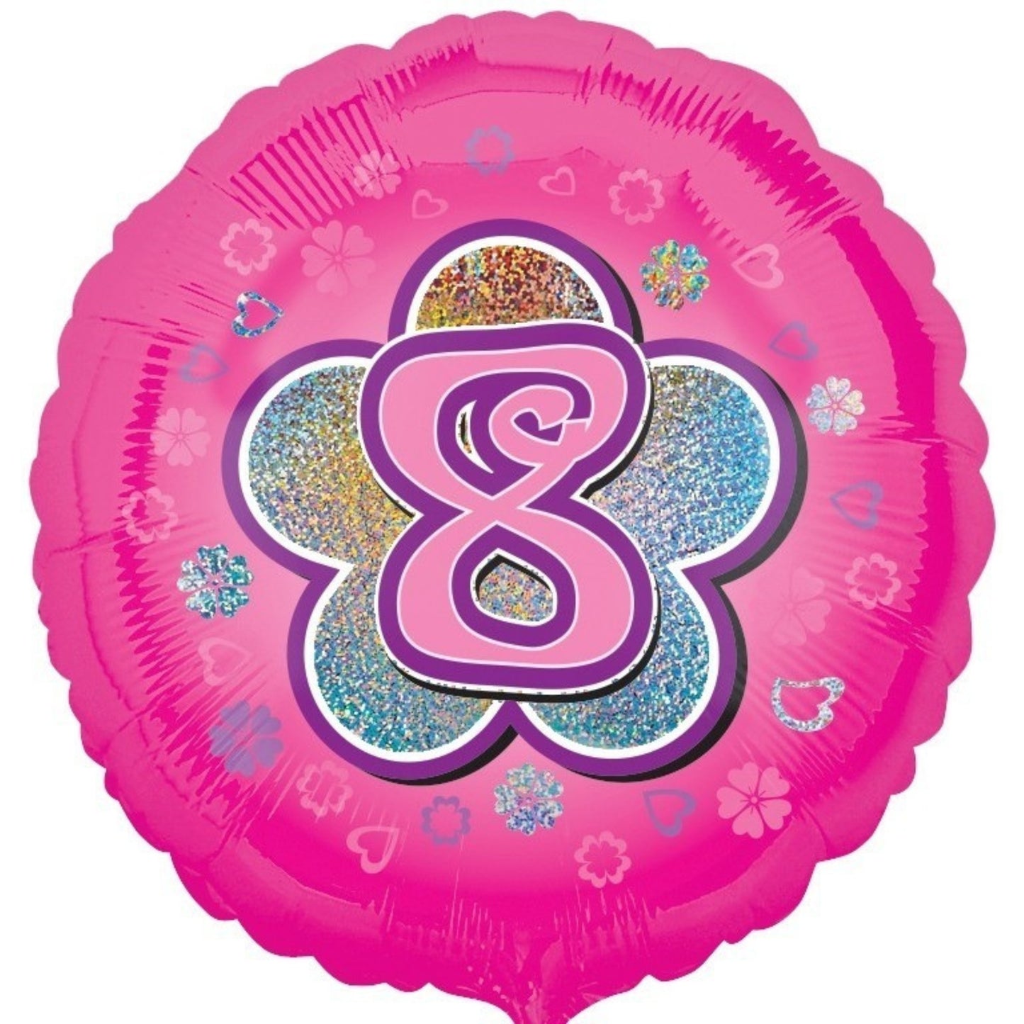 18"/ 46cm AGE 8 PINK FLOWER ROUND FOIL BALLOON