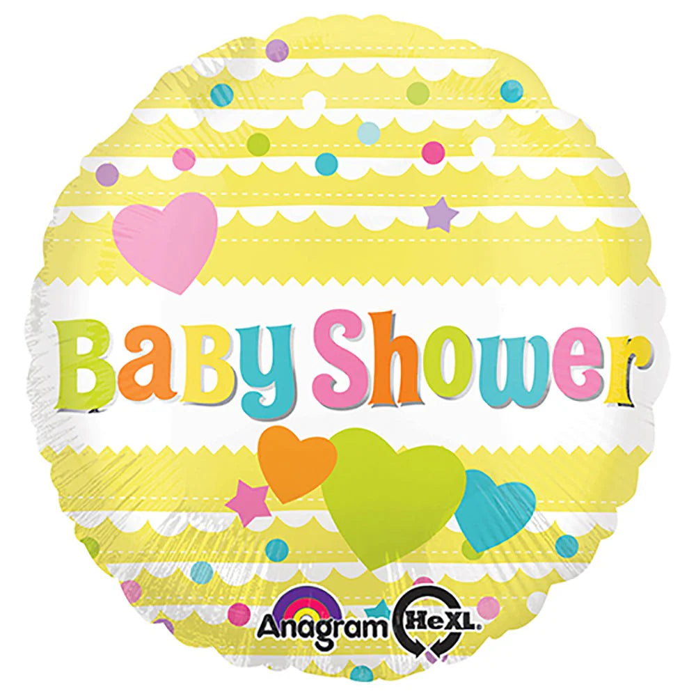 18"/ 46cm BABY SHOWER YELLOW ROUND FOIL BALLOON