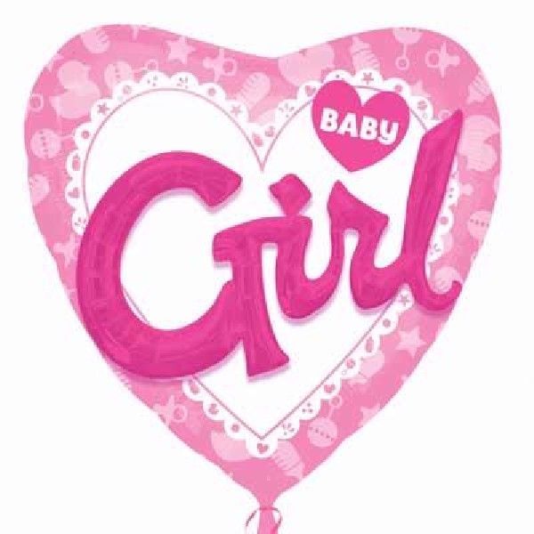 36"/ 91cm BABY GIRL HEART SHAPE FOIL BALLOON