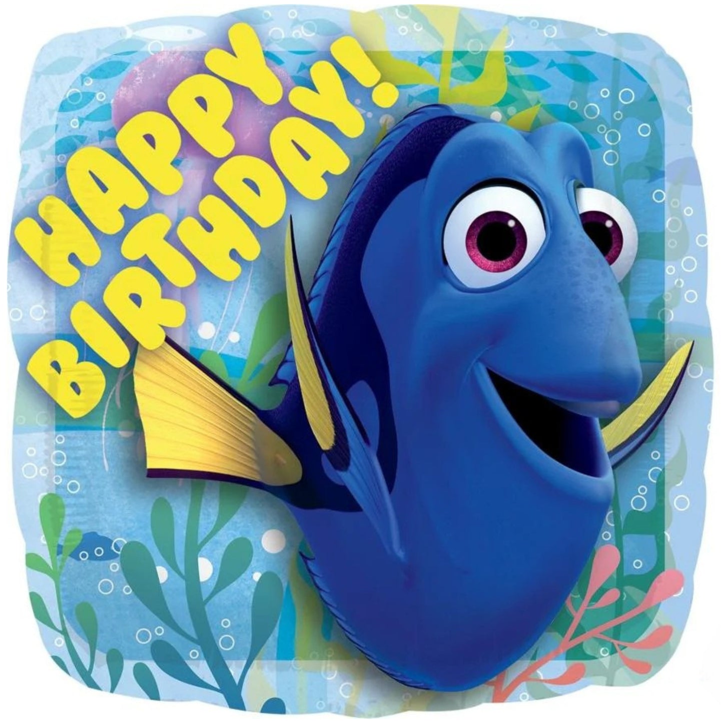 18"/ 46cm DISNEY FINDING NEMO - DORY HAPPY BIRTHDAY SQUARE FOIL BALLOON