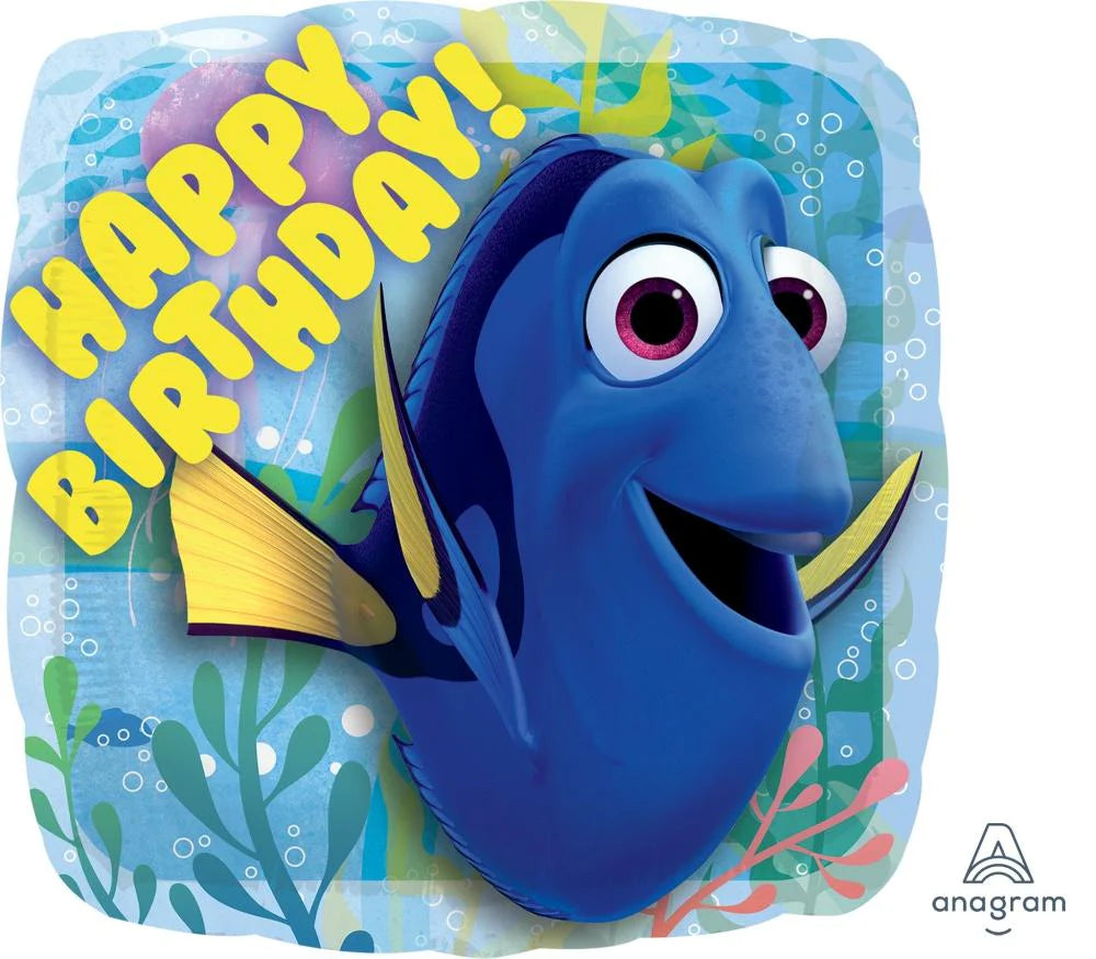 18"/ 46cm DISNEY FINDING NEMO - DORY HAPPY BIRTHDAY SQUARE FOIL BALLOON