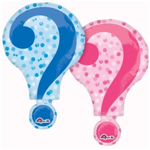 28"/ 71cm GENDER REVEAL QUESTION MARK DOUBLE-SIDED SUPERSHAPE FOIL BALLOON