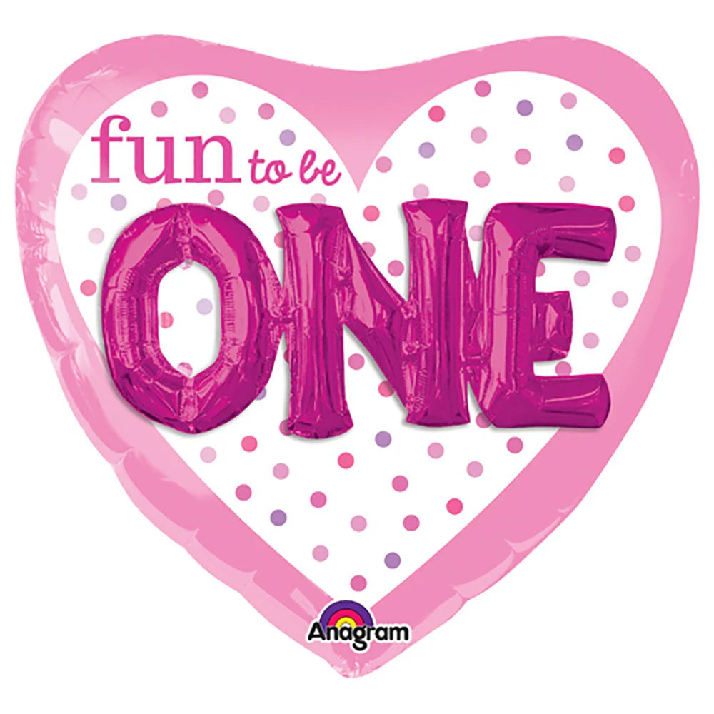36"/ 91cm FUN TO BE ONE - GIRL GIANT HEART SHAPE FOIL BALLOON