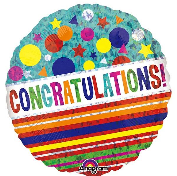 18"/ 46cm CONGRATULATIONS SPARKLE ROUND FOIL BALLOON