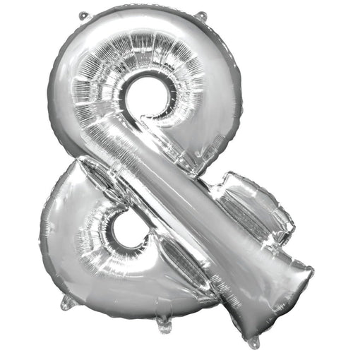 38"/ 96cm SILVER GIANT AMPERSAND FOIL BALLOON