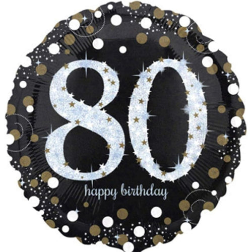 18"/ 46cm 80TH GOLD SPARKLES ROUND FOIL BALLOON