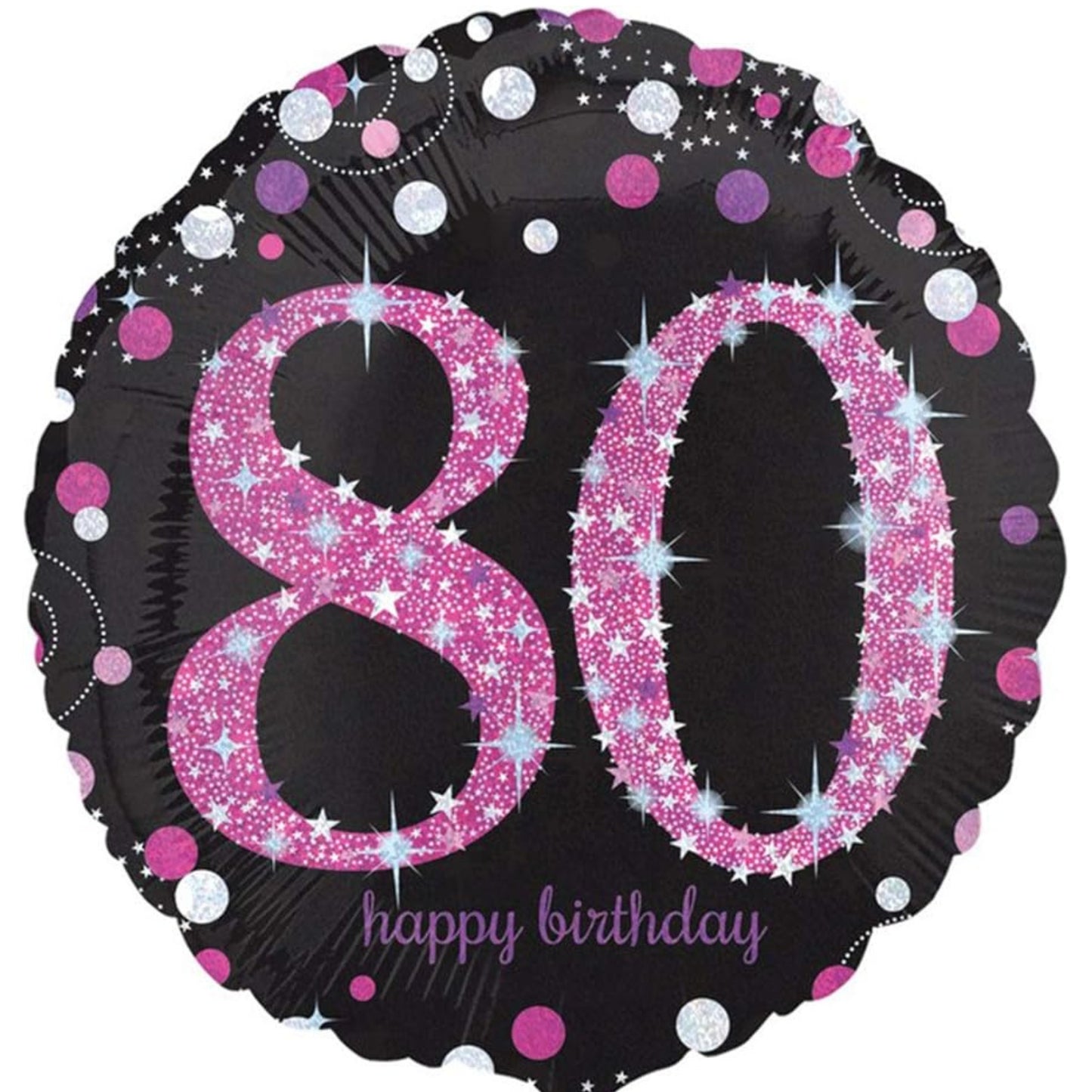 18"/ 46cm PINK SPARKLES 80TH ROUND FOIL BALLOON