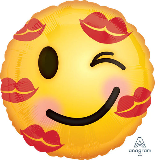 17"/ 43cm KISS EMOJI ROUND FOIL BALLOON