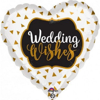 18"/ 46cm WEDDING WISHES HEART SHAPE FOIL BALLOON