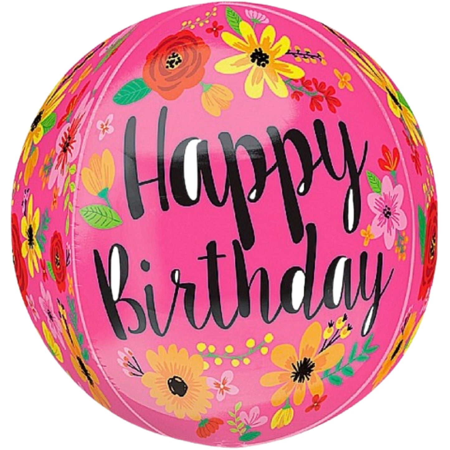 16"/ 41cm HAPPY BIRTHDAY PINK FLORAL ORBZ FOIL BALLOON