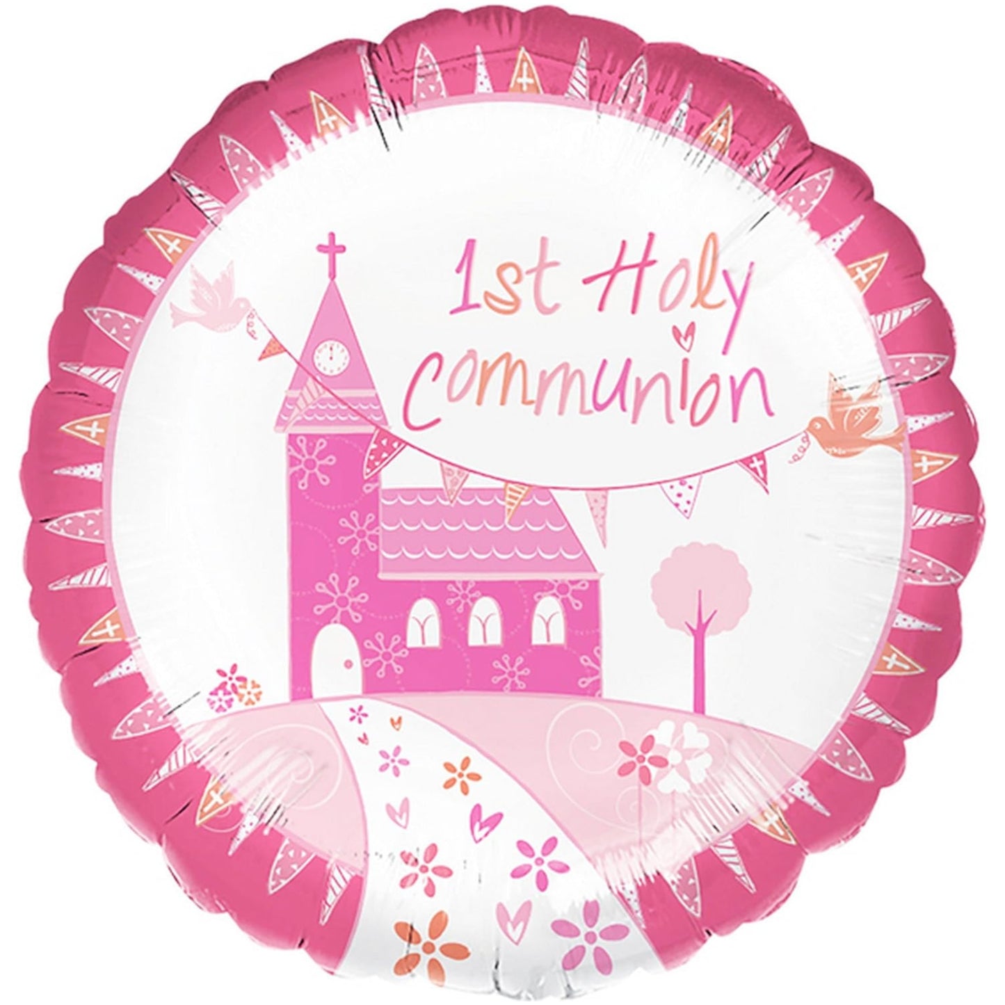 18"/ 46cm PINK COMMUNION CHURCH ROUND FOIL BALLOON