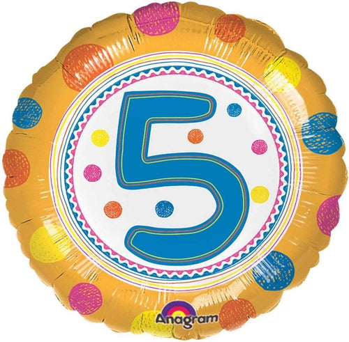 18"/ 46cm SPOT ON 5TH BIRTHDAY ROUND FOIL BALLOON