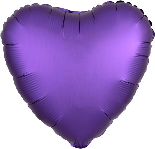 18"/ 46cm PURPLE ROYALE (SATIN LUXUE) HEART SHAPED PLAIN FOIL BALLOON