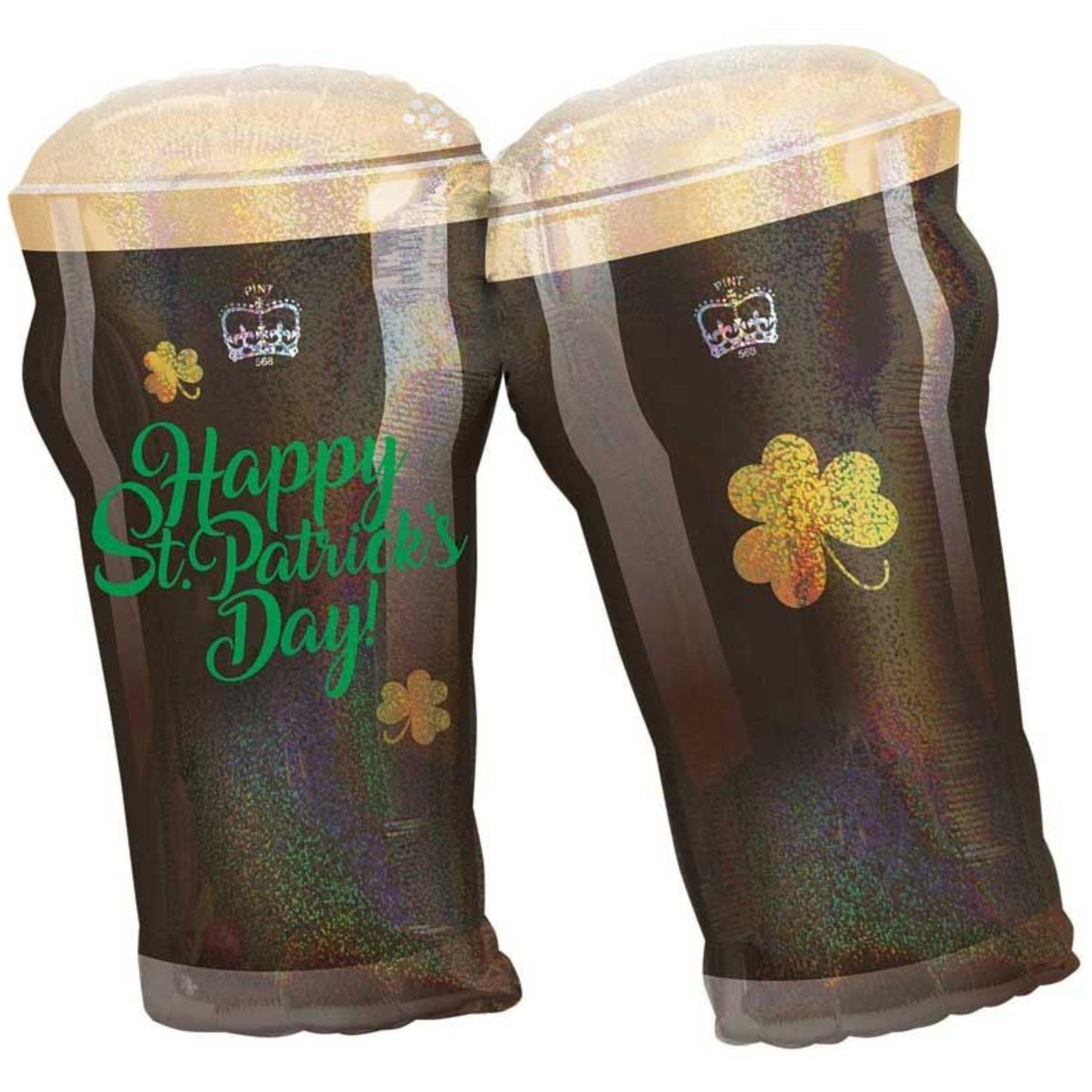 28"/ 71cm ST PATTYS BEER GLASSES SUPERSHAPE FOIL BALLOON