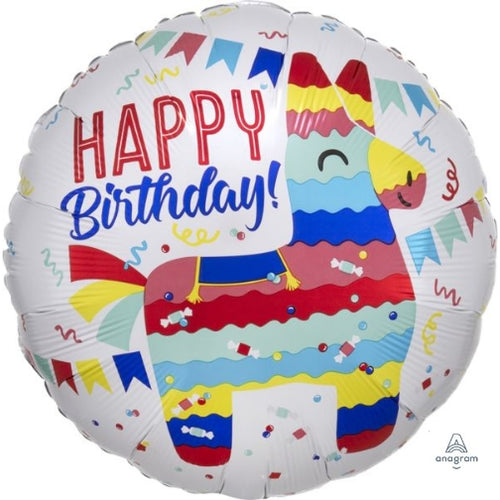 17"/ 43cm PINATA PARTY HAPPY BIRTHDAY ROUND FOIL BALLOON