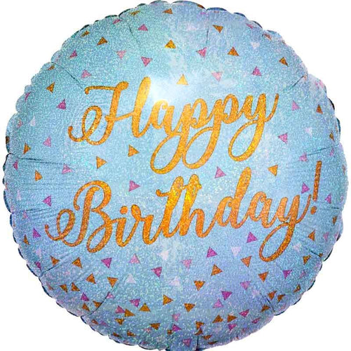 18"/ 46cm WOO HOO BIRTHDAY HOLOGRAPHIC ROUND FOIL BALLOON