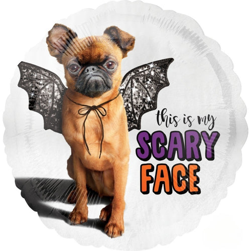 18"/ 46cm SCARY FACE PUPPY ROUND FOIL BALLOON
