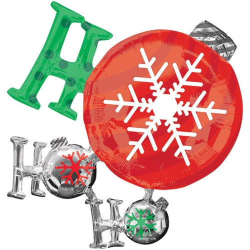 28"/ 71cm HO HO HO CHRISTMAS ORNAMENT SUPERSHAPE FOIL BALLOON