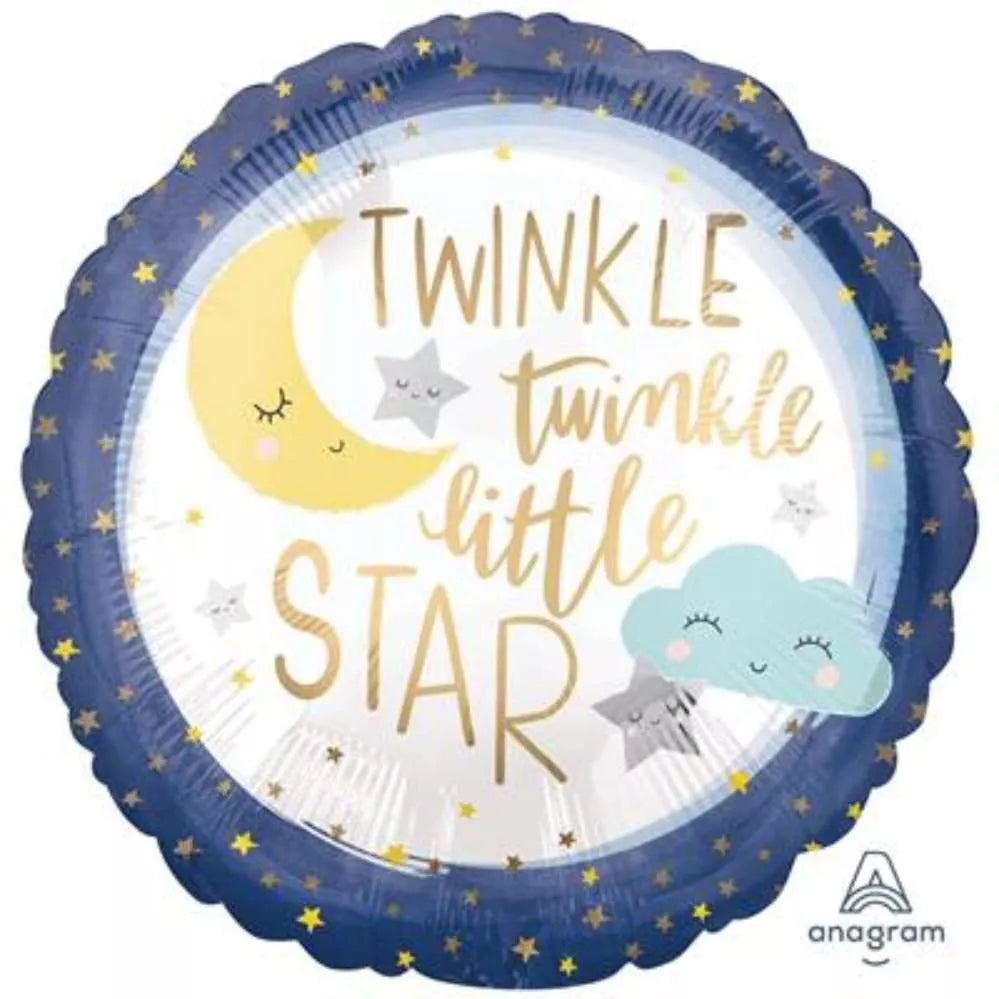 18"/ 46cm TWINKLE TWINKLE LITTLE STAR ROUND FOIL BALLOON