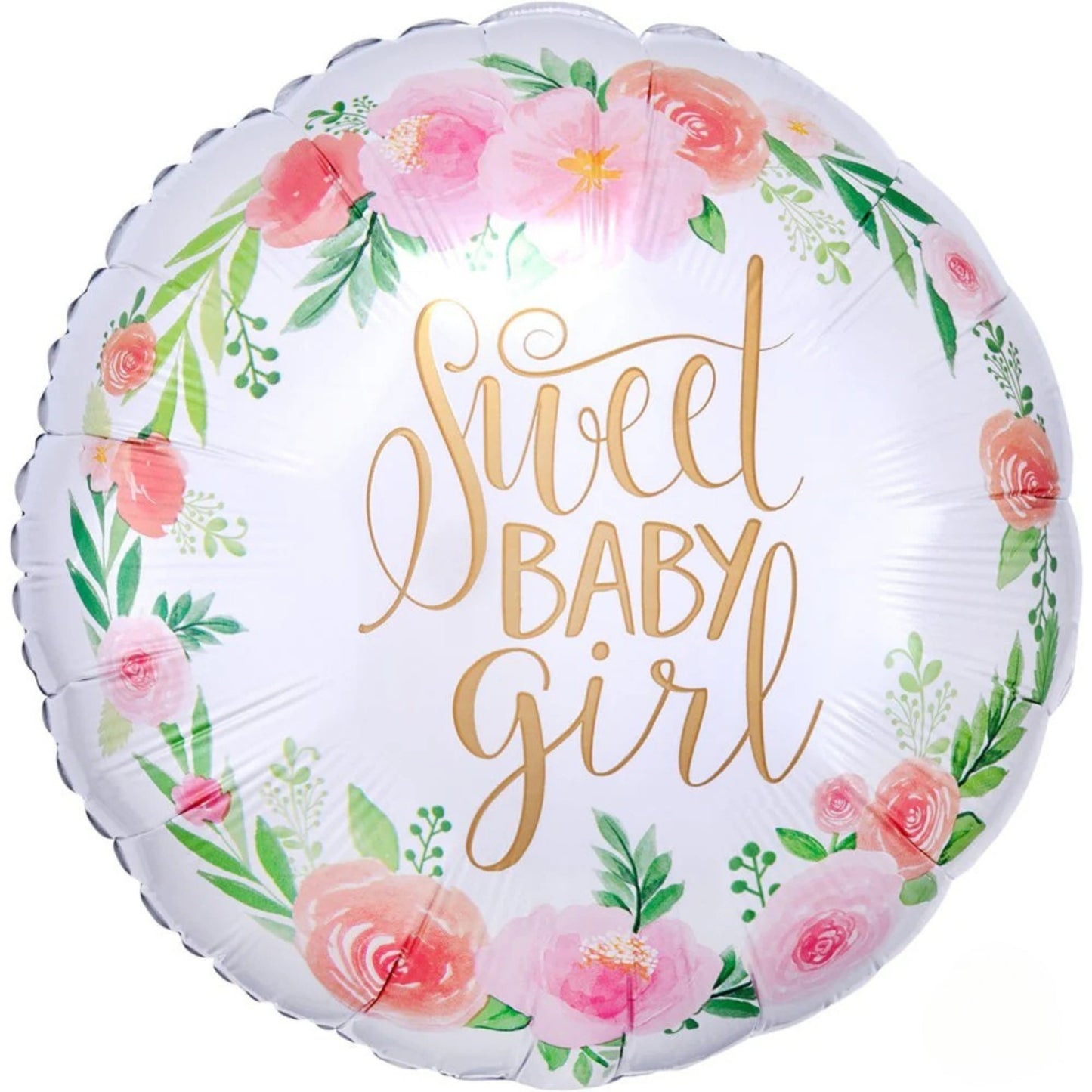 18"/ 46cm FLORAL BABY GIRL ROUND FOIL BALLOON